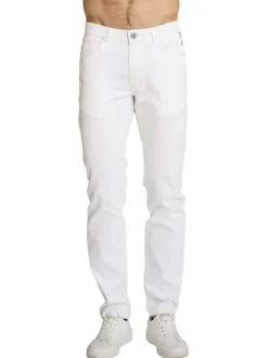 Jean en coton blanc à coupe ajustée pourvu de multiples poches