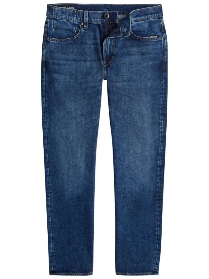 Jean en coton bleu avec une coupe droite et des passants pour ceinture