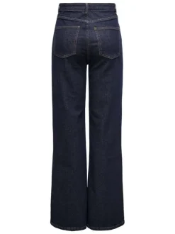 Jean en coton bleu brut uni avec une coupe bootcut et un taille haute