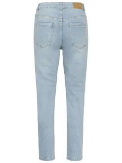 Jean en coton bleu ciel délavé avec une coupe slim et 5 poches