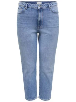 Jean en coton bleu clair uni coupe slim avec fermeture par glissière et bouton