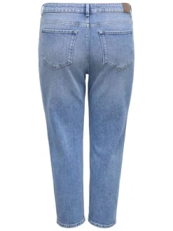 Jean en coton bleu clair uni coupe slim avec fermeture par glissière et bouton