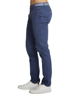 Jean en coton bleu à coupe ajustée pourvu de multiples poches