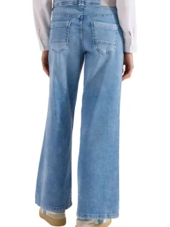 Jean en coton bleu denim pourvu d'une ceinture intégrée à nouer