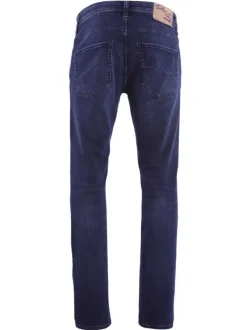 Jean en coton bleu délavé avec une coupe regular et une taille intermédiaire