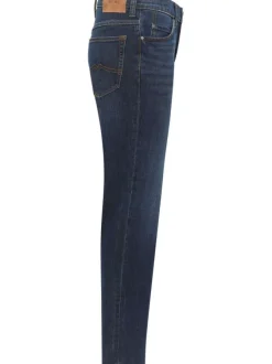 Jean en coton bleu indigo délavé à coupe regular fit et à taille mi-haute
