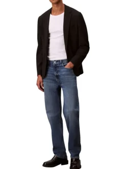 Jean en coton bleu indigo légèrement délavé à coupe regular fit