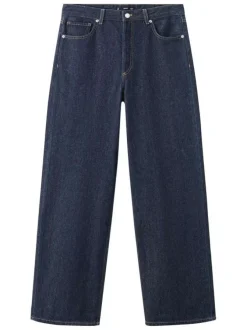 Jean en coton bleu indigo uni avec une coupe bootcut et 5 poches