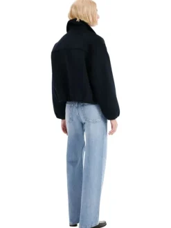 Jean en coton bleu stone délavé avec une coupe bootcut et 5 poches