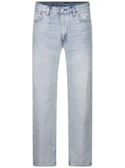 Jean 555 en coton bleu stone uni avec une coupe ample droite