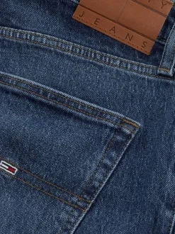 Jean en coton bleu uni avec une coupe droite à zip et à bouton