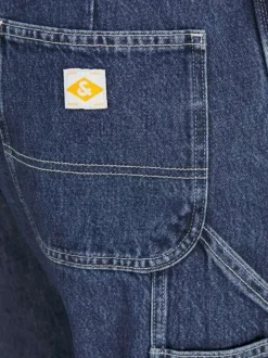 Jean en coton bleu uni coupe bootcut avec 3 poches avants et poche sur la cuisse