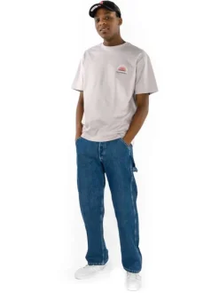 Jean en coton bleu uni coupe bootcut avec 3 poches avants et poche sur la cuisse