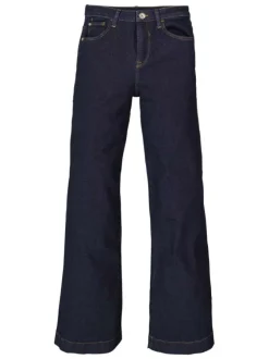 Jean en coton brut uni avec une coupe bootcut et coutures contrastées