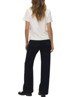 Jean en coton brut uni avec une coupe bootcut et poches plaquées