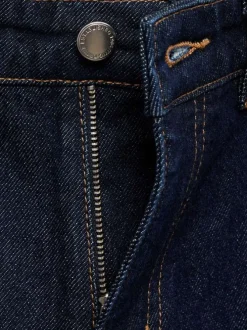 Jean en coton brut uni avec une coupe droite et passants pour ceinture