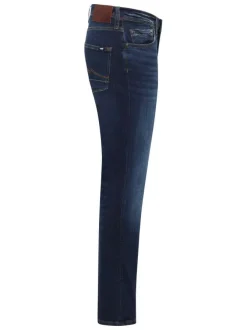 Jean en coton brut uni avec une coupe slim à zip et à bouton