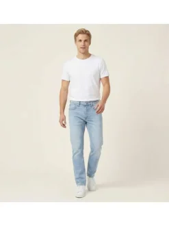 Jean 502® en coton ciel uni à coupe droite pourvu du patch de la marque