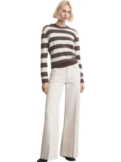 Jean en coton écru uni avec une coupe bootcut et 4 poches plaquées
