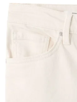 Jean en coton écru uni pourvu d'une coupe bootcut et de multiples poches
