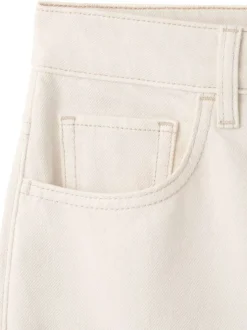 Jean en coton écru uni pourvu d'une coupe bootcut et d'une taille haute