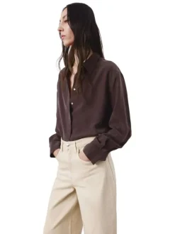 Jean en coton écru uni pourvu d'une taille haute et d'une coupe bootcut