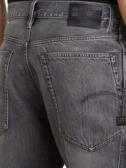 Jean en coton gris avec une coupe droite et des passants à la taille
