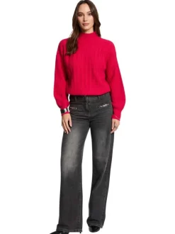 Jean en coton gris délavé à coupe large avec 2 chaînes et 2 poches