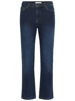 Jean en coton indigo avec une coupe droite et une taille intermédiaire