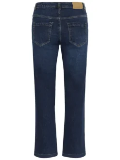 Jean en coton indigo avec une coupe droite et une taille intermédiaire