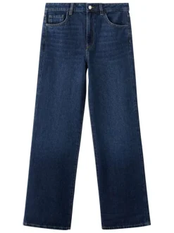 Jean en coton indigo avec une taille haute et une coupe bootcut