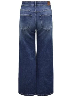 Jean en coton indigo coupe bootcut pourvu de passants pour la ceinture