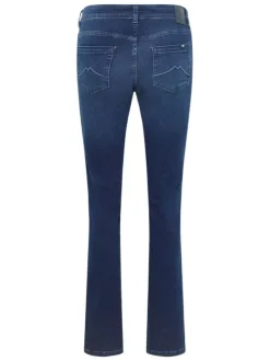 Jean en coton indigo coupe droite avec fermeture par glissière et bouton