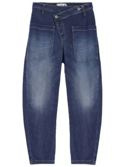 Jean en coton indigo délavé avec une coupe droite et 2 poches