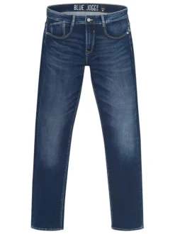 Jean en coton indigo délavé avec une coupe Regular et un style 5 poches