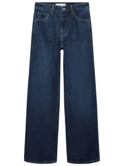 Jean en coton indigo légèrement délavé avec une coupe bootcut