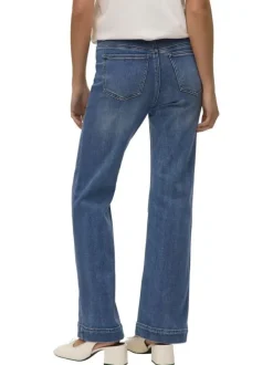 Jean en coton indigo uni avec une coupe bootcut et poches plaquées
