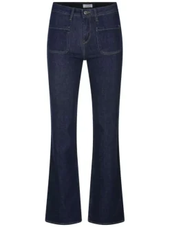 Jean en coton indigo uni avec une coupe droite et des passants pour ceinture