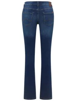 Jean en coton indigo uni avec une coupe slim à zip et à bouton