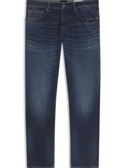 Jean en coton indigo uni coupe slim avec multiples poches