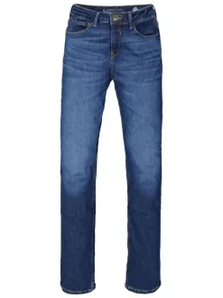 Jean en coton indigo uni pourvu de multiples poches et d'une coupe slim