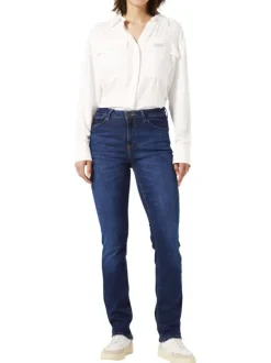 Jean en coton indigo uni pourvu de multiples poches et d'une coupe slim