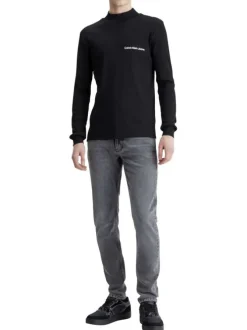 Jean en coton mélangé anthracite délavé avec une coupe slim et à 5 poches