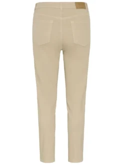 Jean en coton mélangé beige uni pourvu de passants pour la ceinture