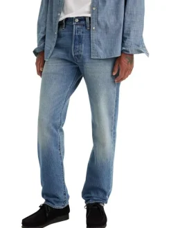 Jean 501 en coton mélangé bleu délavé avec coupe regular fit et 5 poches