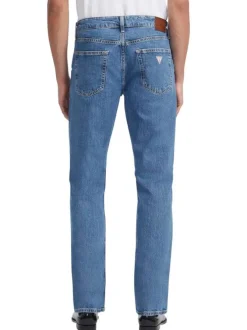 Jean en coton mélangé bleu indigo uni avec une coupe regular fit
