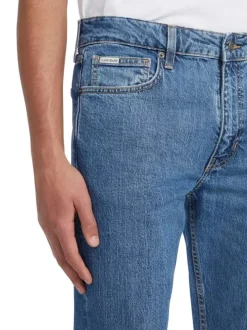 Jean en coton mélangé bleu indigo uni avec une coupe regular fit
