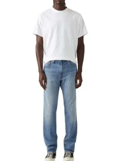 Jean 502 en coton mélangé bleu uni avec une coupe regular fit