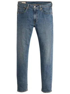 Jean 512 en coton mélangé bleu uni avec une coupe slim et des passants