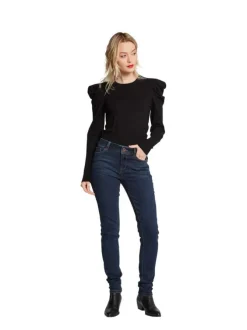 Jean en coton mélangé brut avec une coupe skinny et des passants
